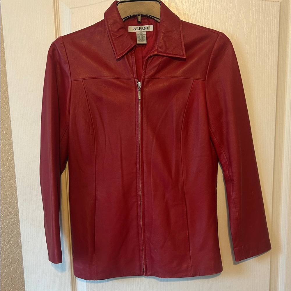 Alfani Women's Vibrant Red Leather Jacket, beautiful, soft, leather.